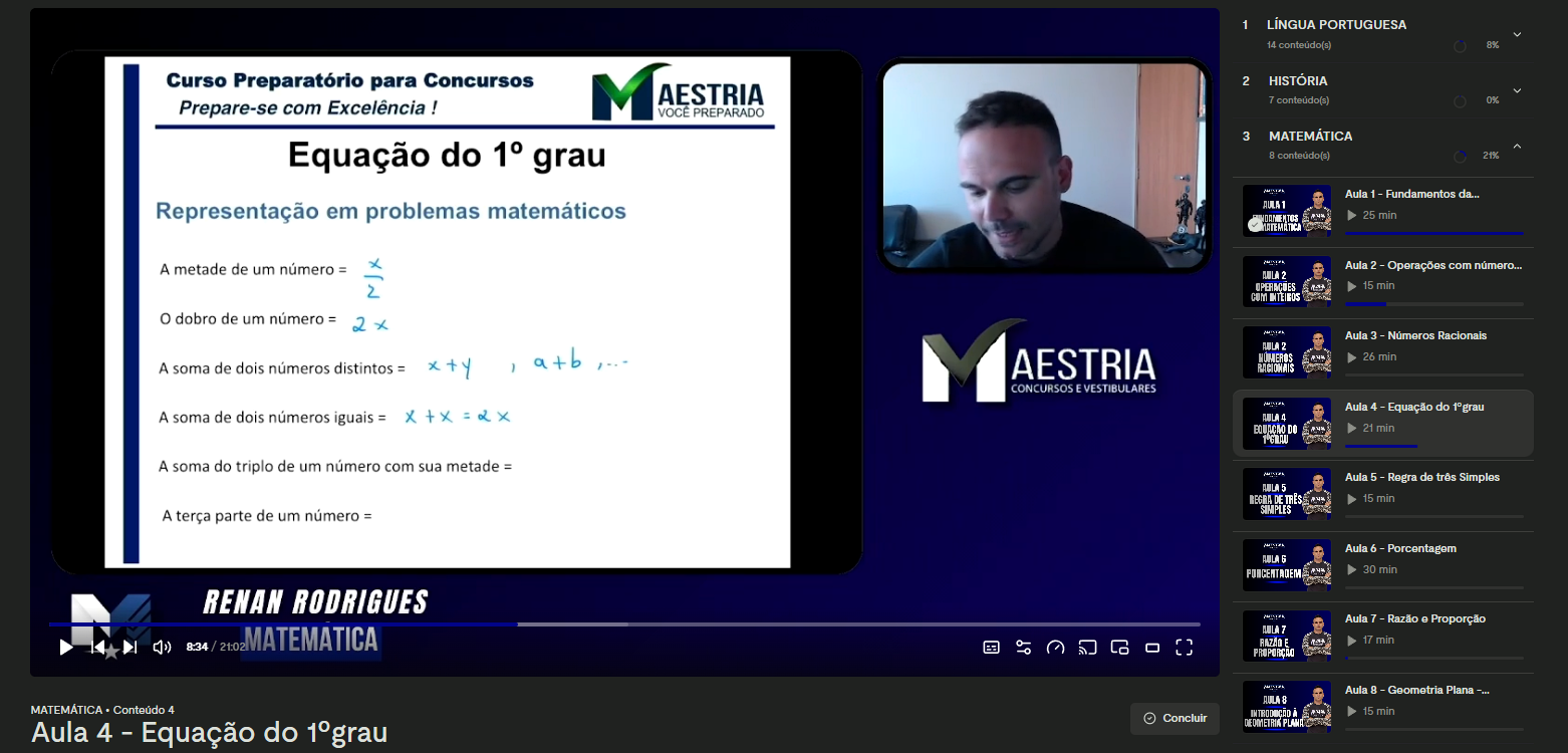Plataforma digital do Grupo Maestria, com aula online, trilha de conteúdos e área do aluno